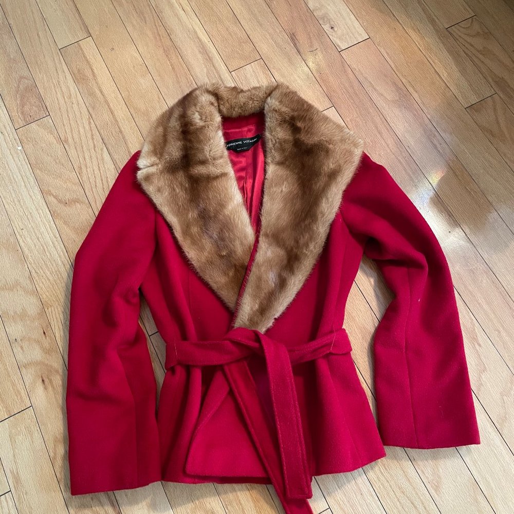 Beautiful soft red Adrienne Vittadini lined wool c